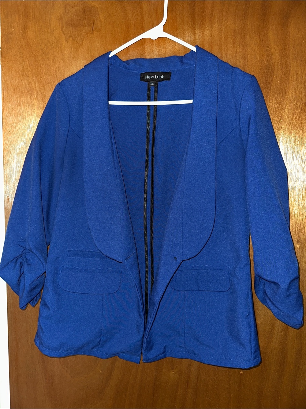 New Look Blue Open-Front Blazer with Rolled Sleeves